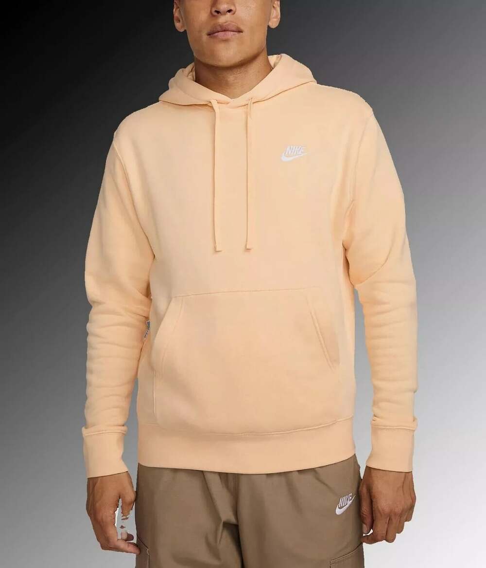 Nike Club Fleece Pullover Hoodie Size M Peach